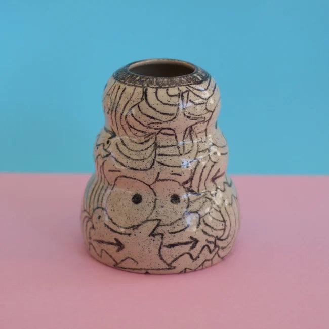 Illustrated ceramic vase - stoneware - MINX Factory