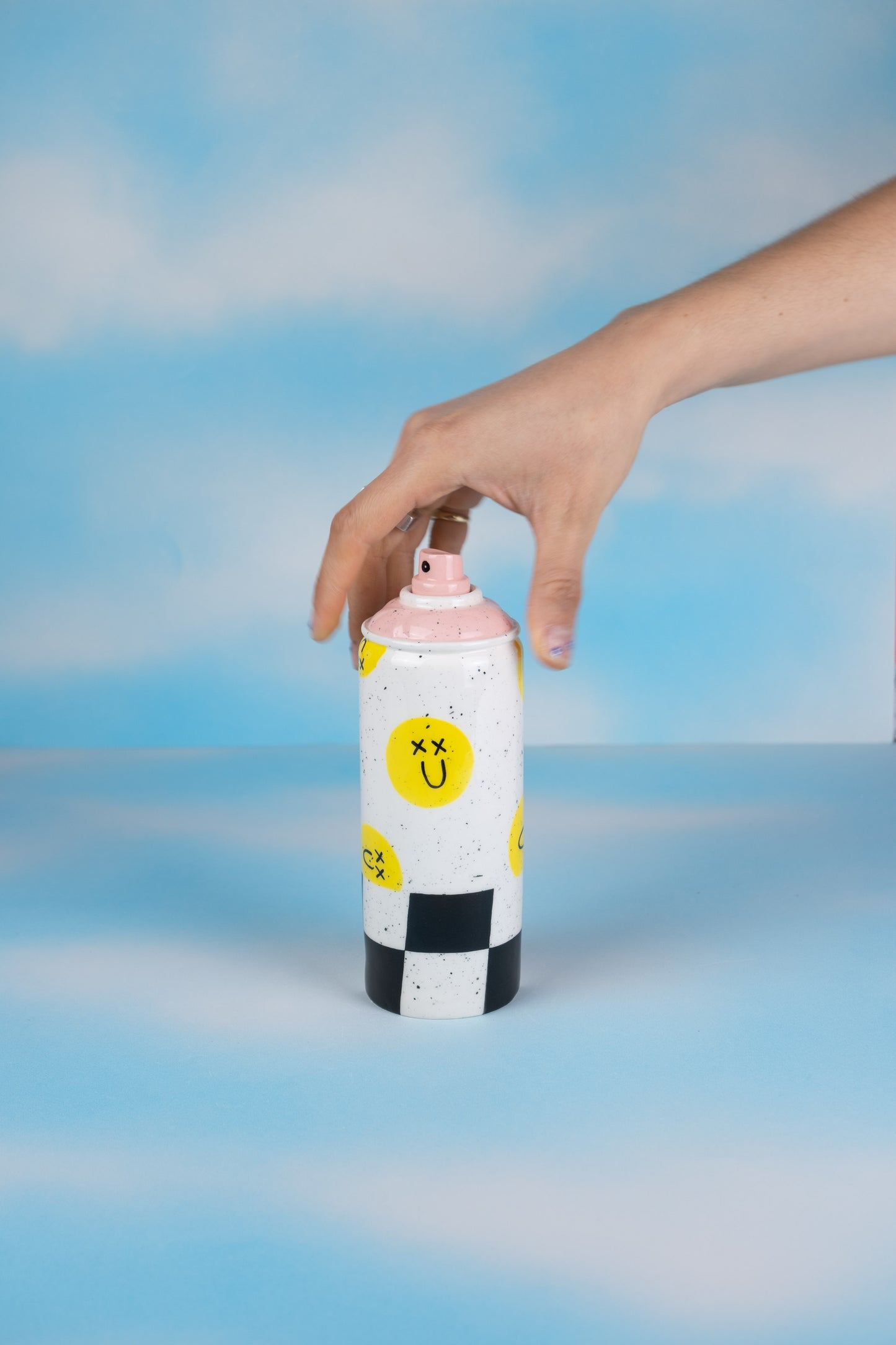 Chekcered Smiley Ceramic Can Sculpture - MINX Factory