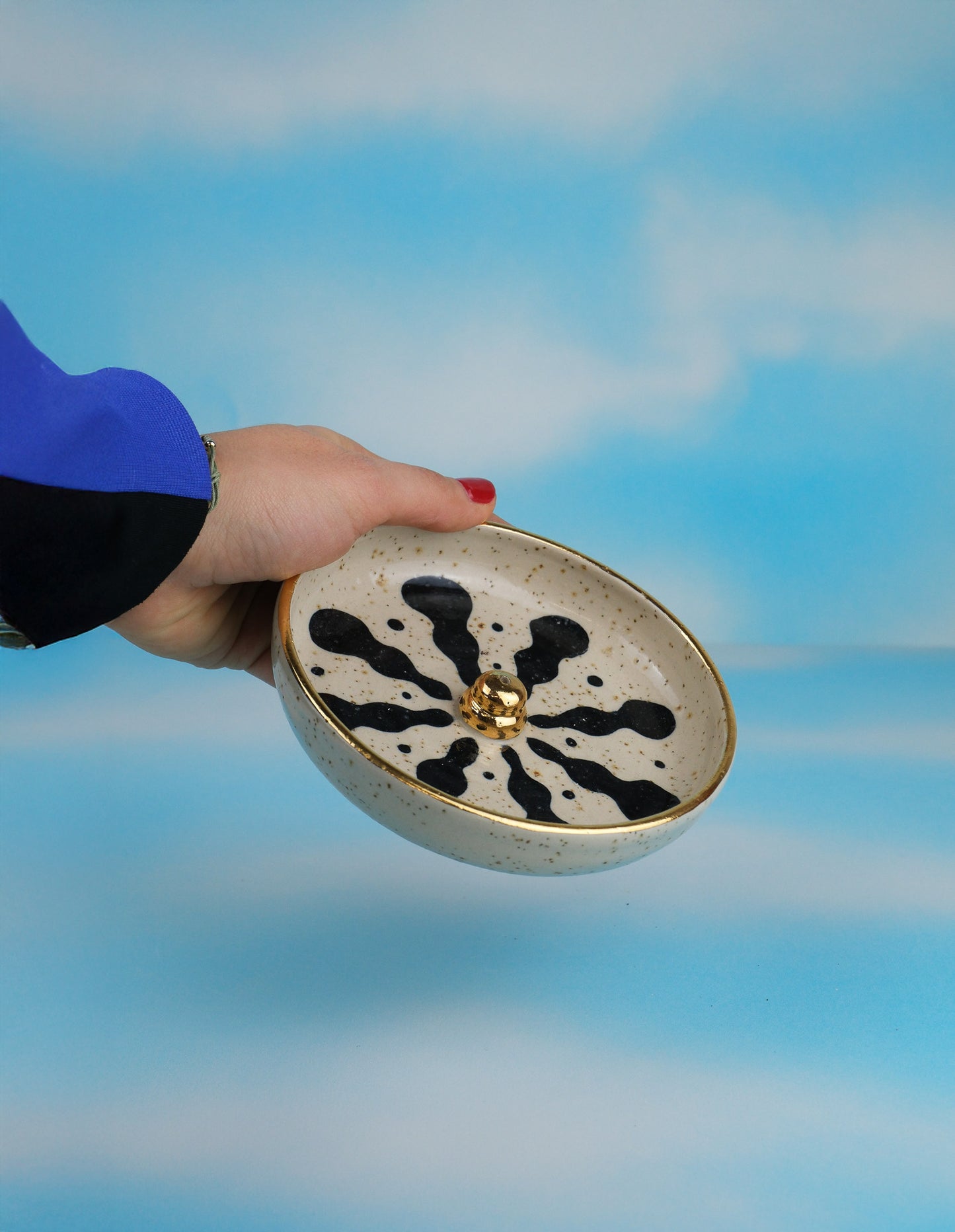 Ceramic Incense Tray with Gold Luster.