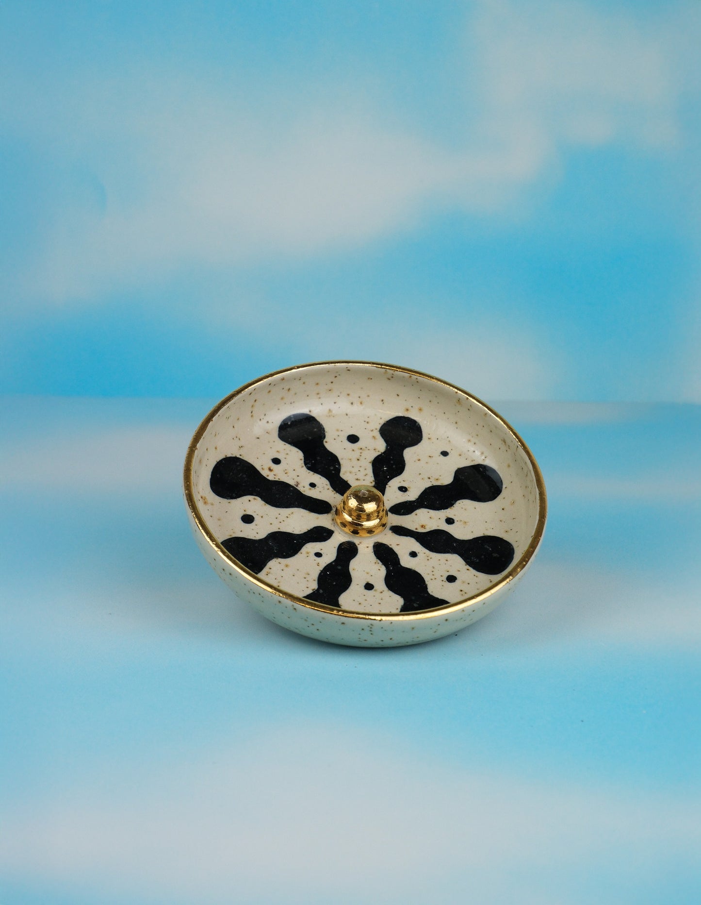 Ceramic Incense Tray with Gold Luster.