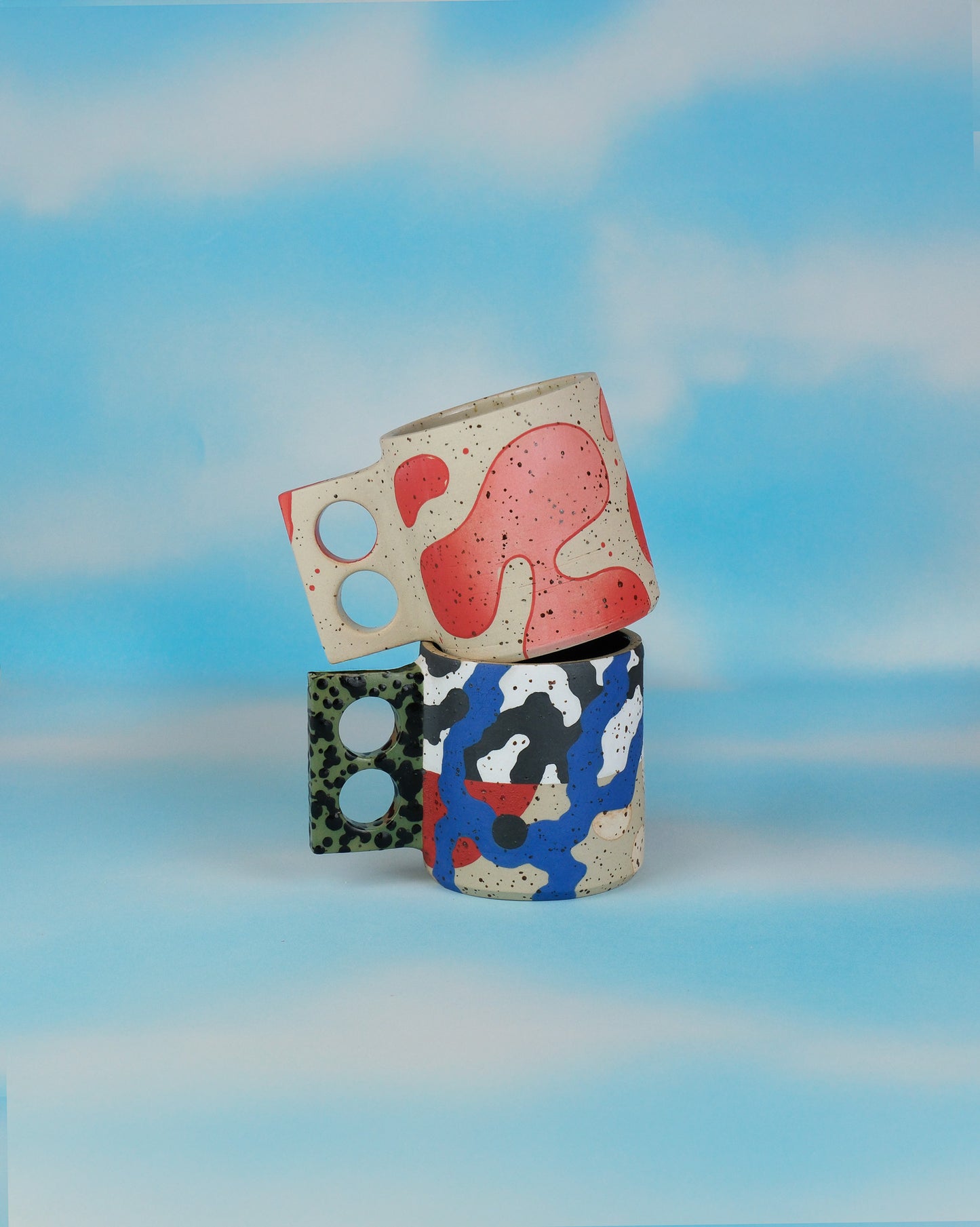Abstract Stoneware Mug - Red + Pink - MINX Factory