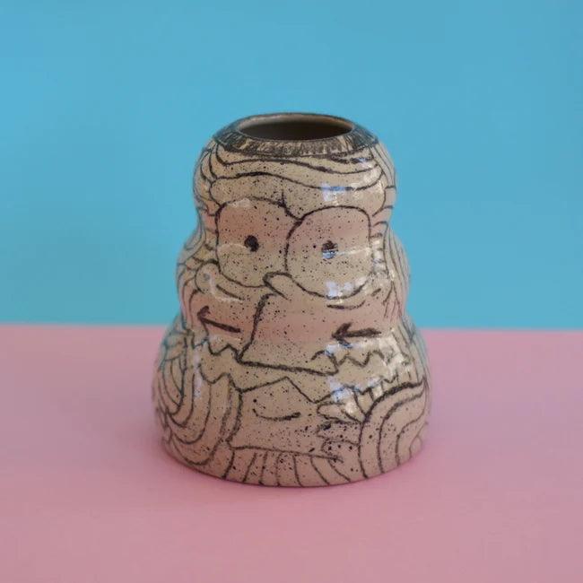 Illustrated ceramic vase - stoneware - MINX Factory