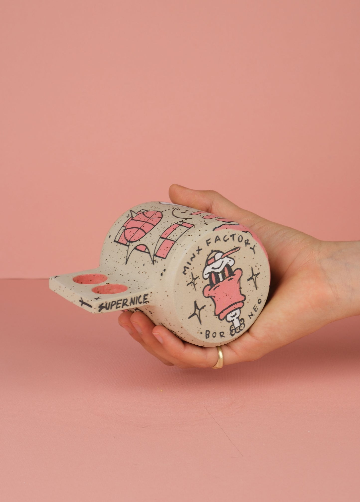 Borneo Doodle Mug Pink 1