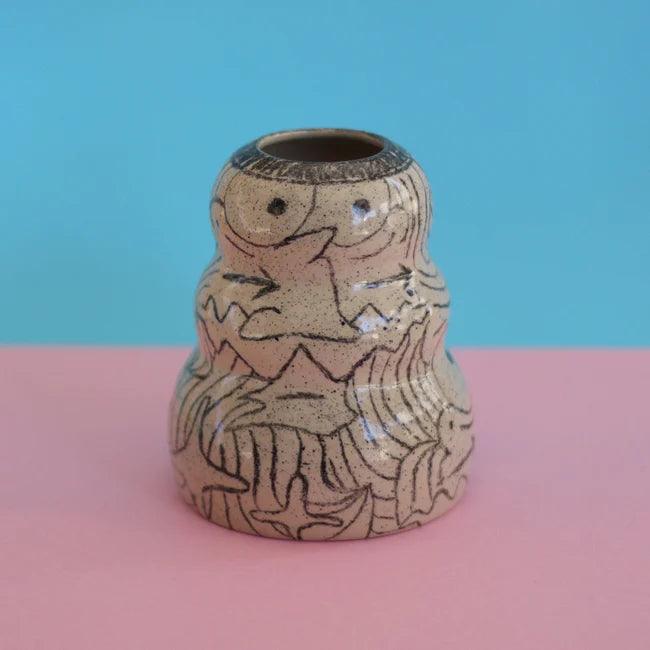 Illustrated ceramic vase - stoneware - MINX Factory