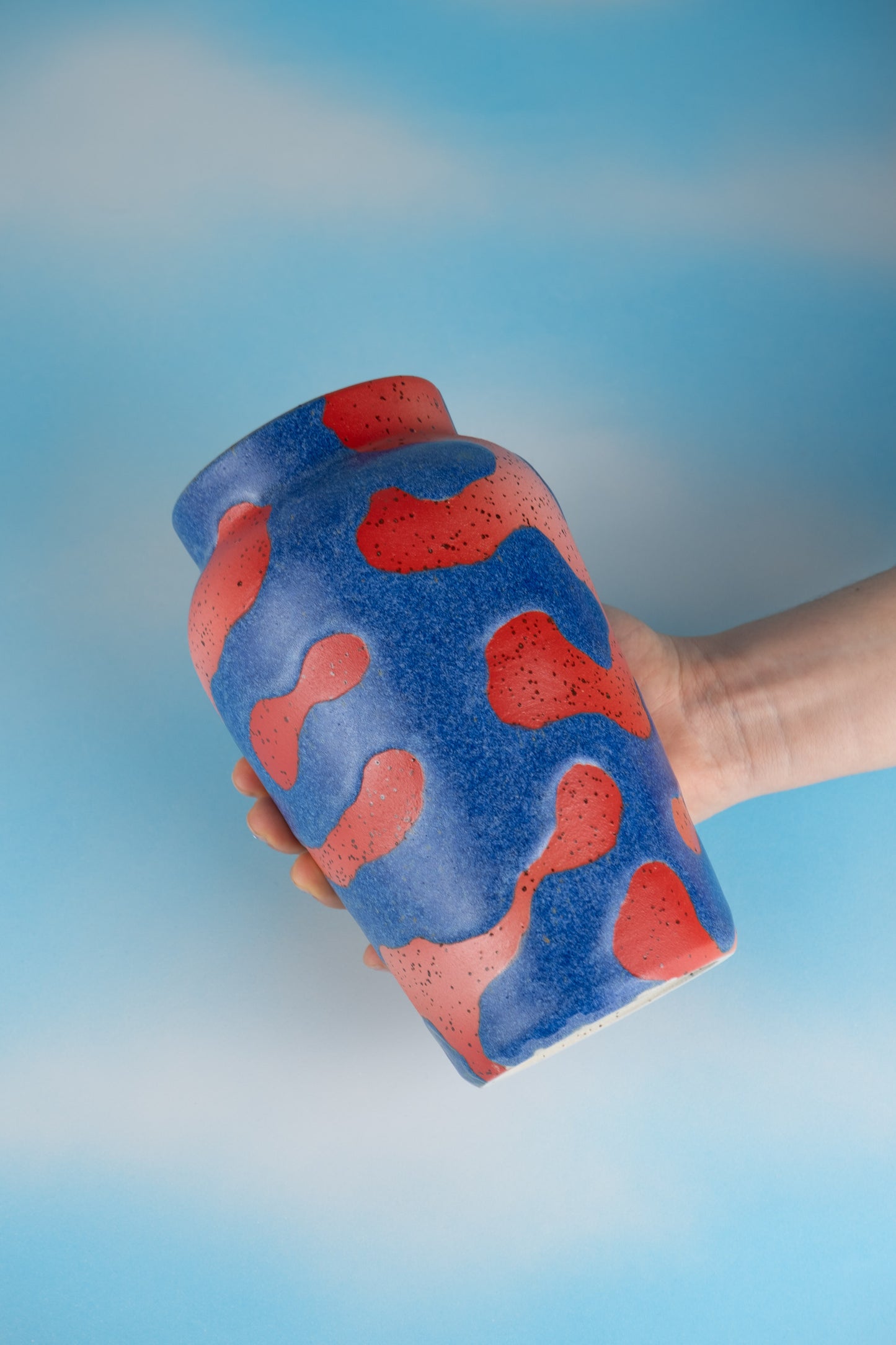 Red and Blue Stoneware Vase - MINX Factory