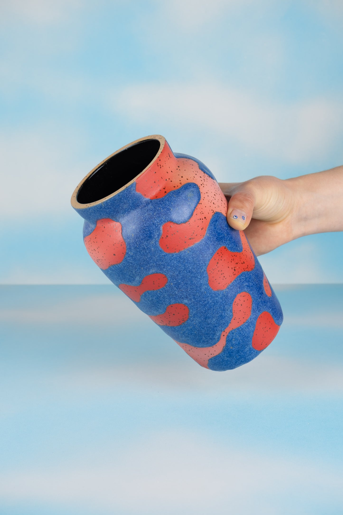 Red and Blue Stoneware Vase - MINX Factory