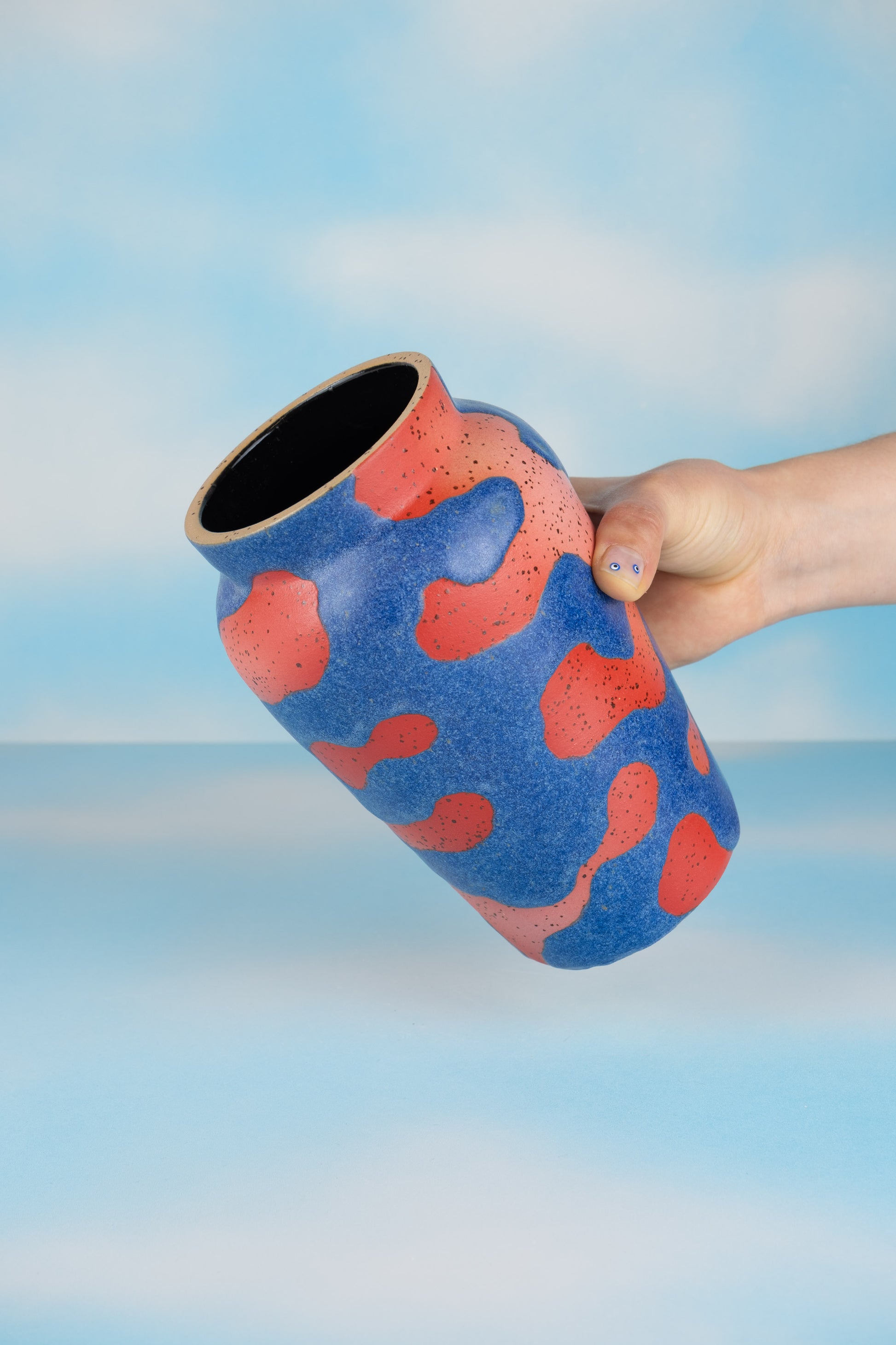 Red and Blue Stoneware Vase - MINX Factory