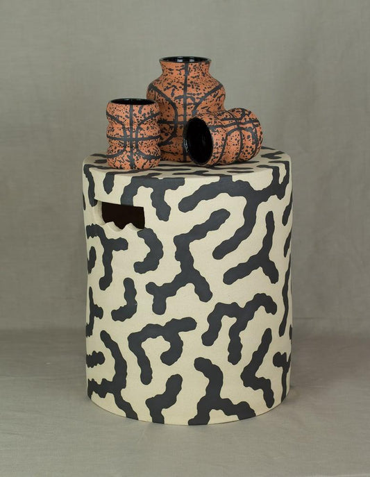 Black Pattern Stool - MADE TO ORDER - MINX Factory