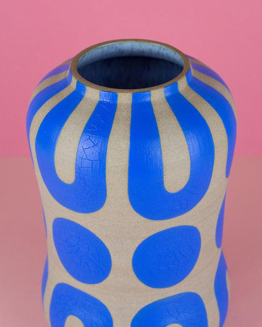 Blue Arch Stoneware Vase - MINX Factory
