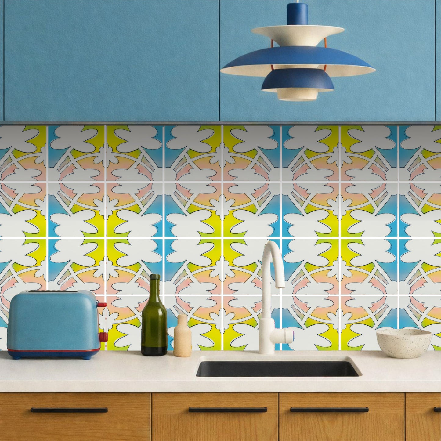 White neuron decorative tiles