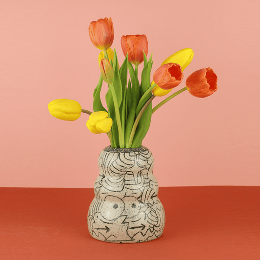 Illustrated ceramic vase - stoneware - MINX Factory