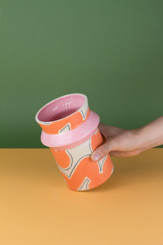 Pink and Orange Ceramic Vase - MINX Factory