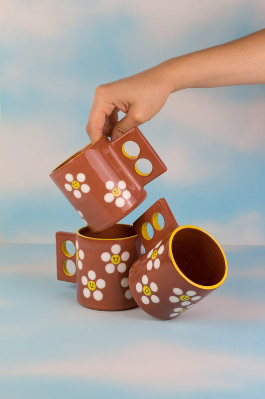 Happy Flowers Ceramic Mug - Terracota - MINX Factory