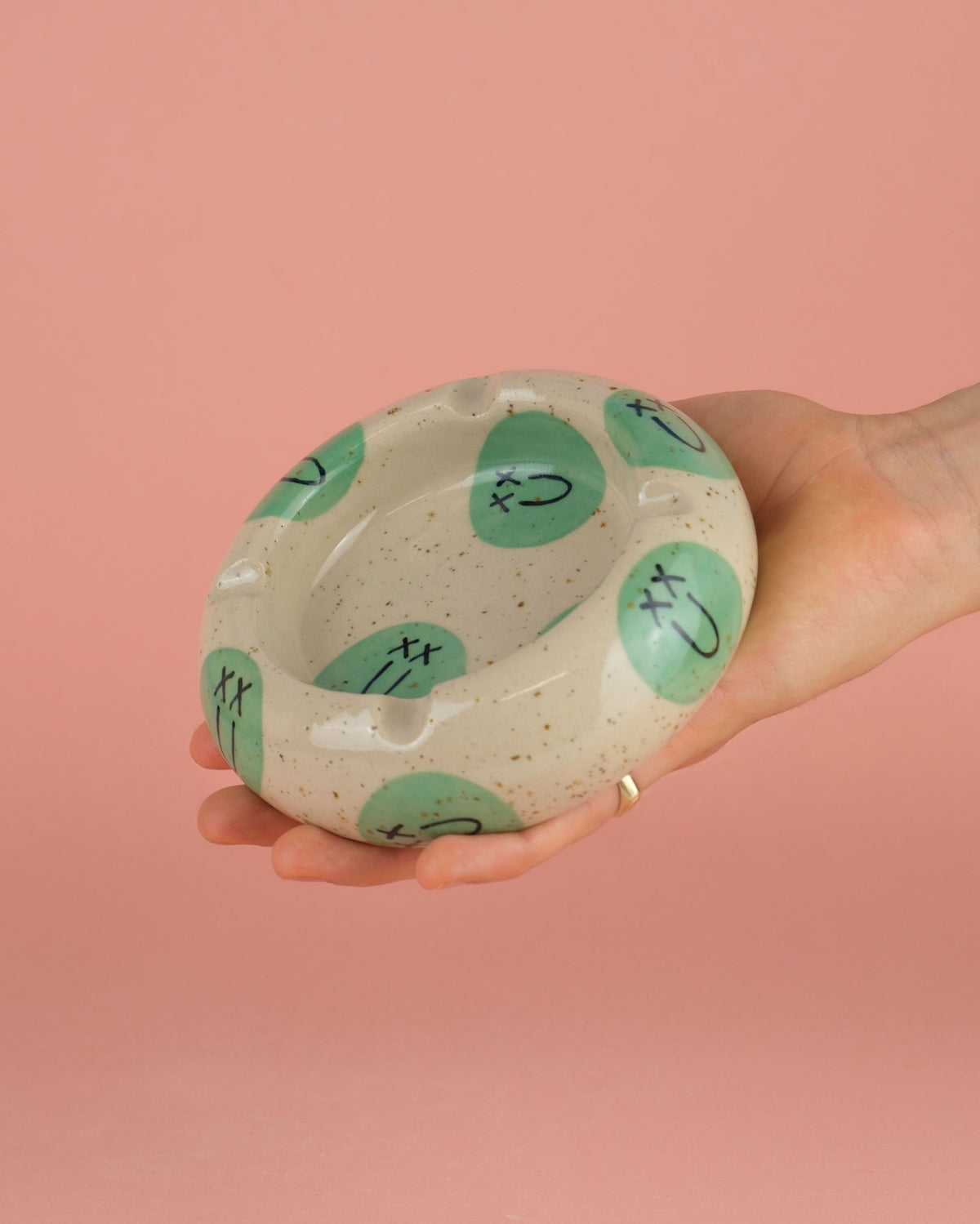 Green Smiley Ashtray