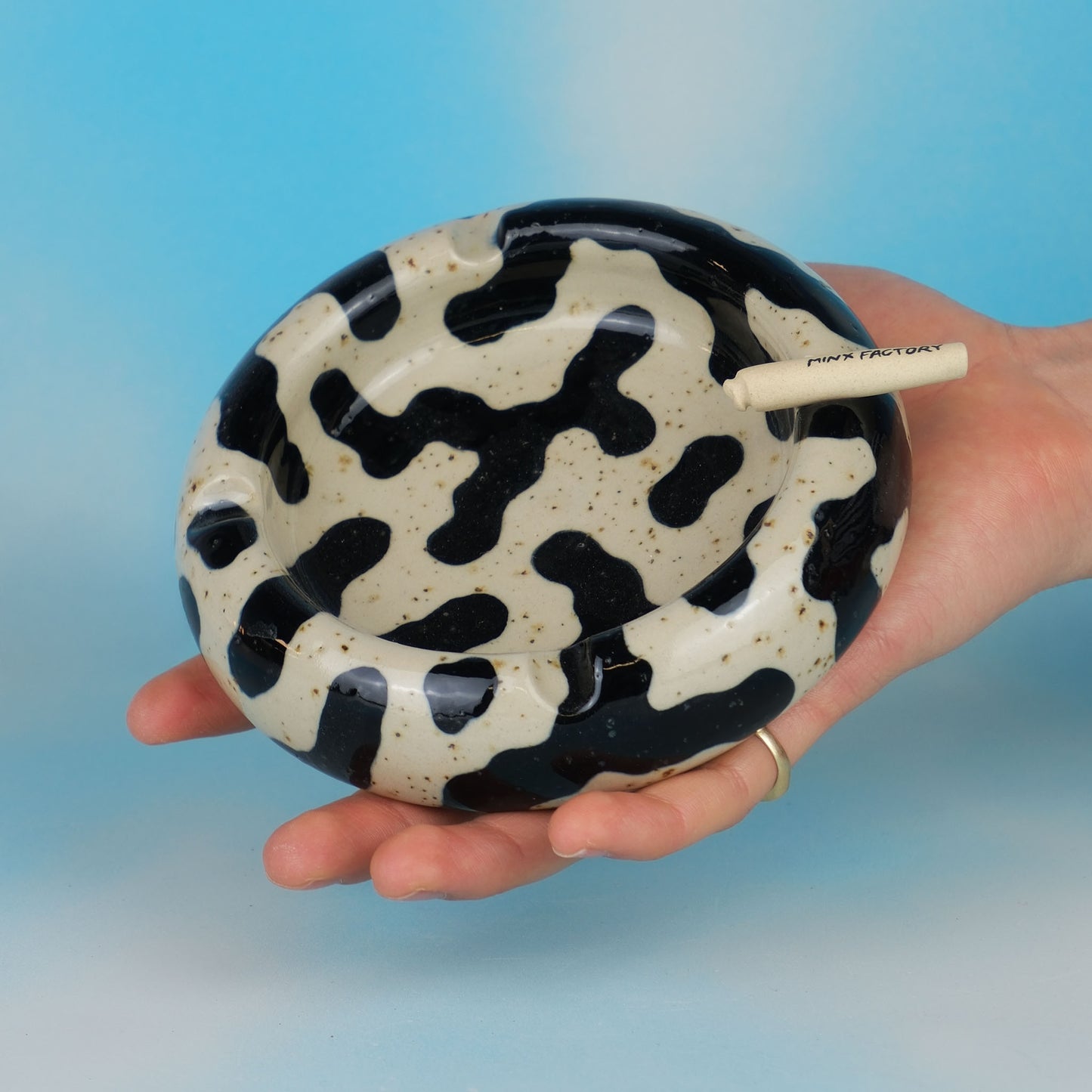 Pattern Stoneware Ashtray