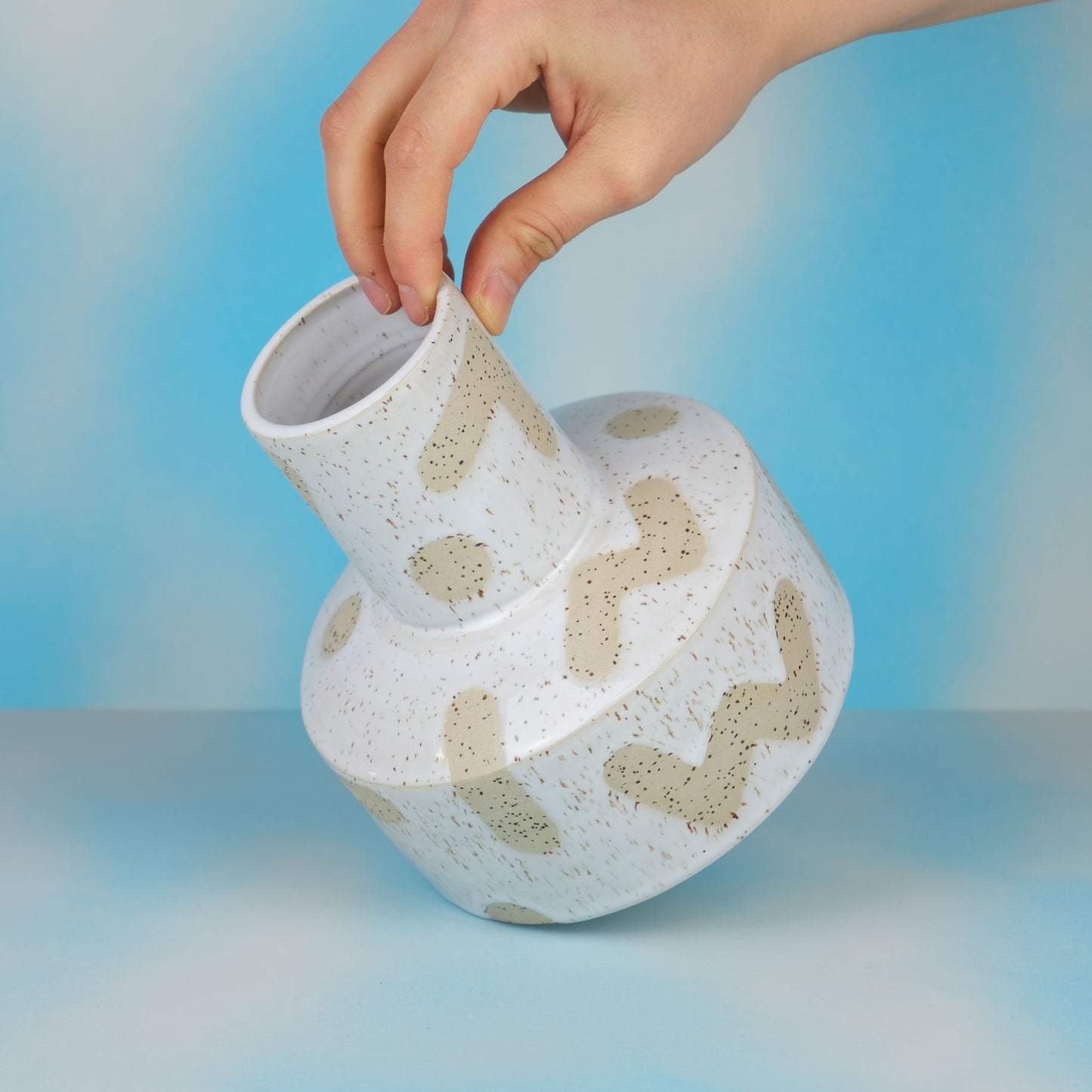 Whie shapes stoneware vase
