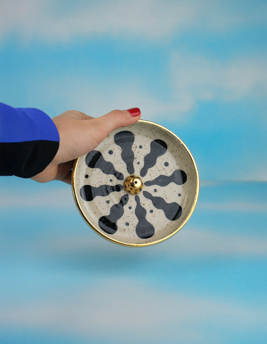 Ceramic Incense Tray with Gold Luster.