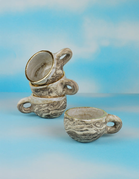 Marbled Stoneware Espresso Mugs