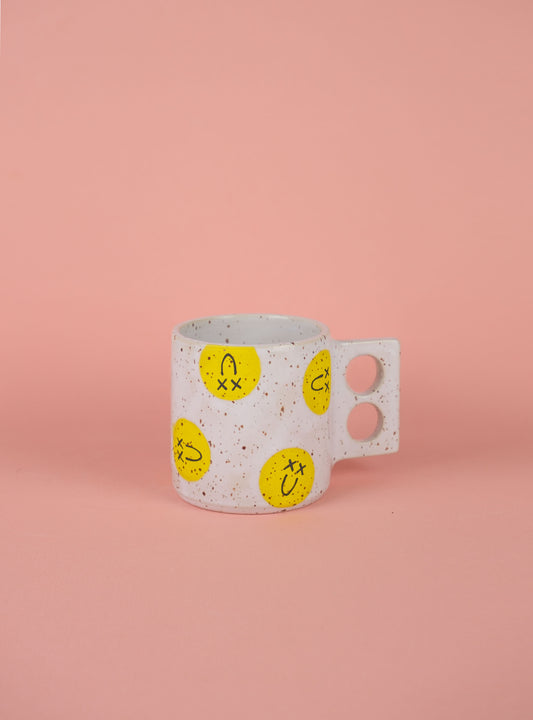 White Glazed Smiley Mug