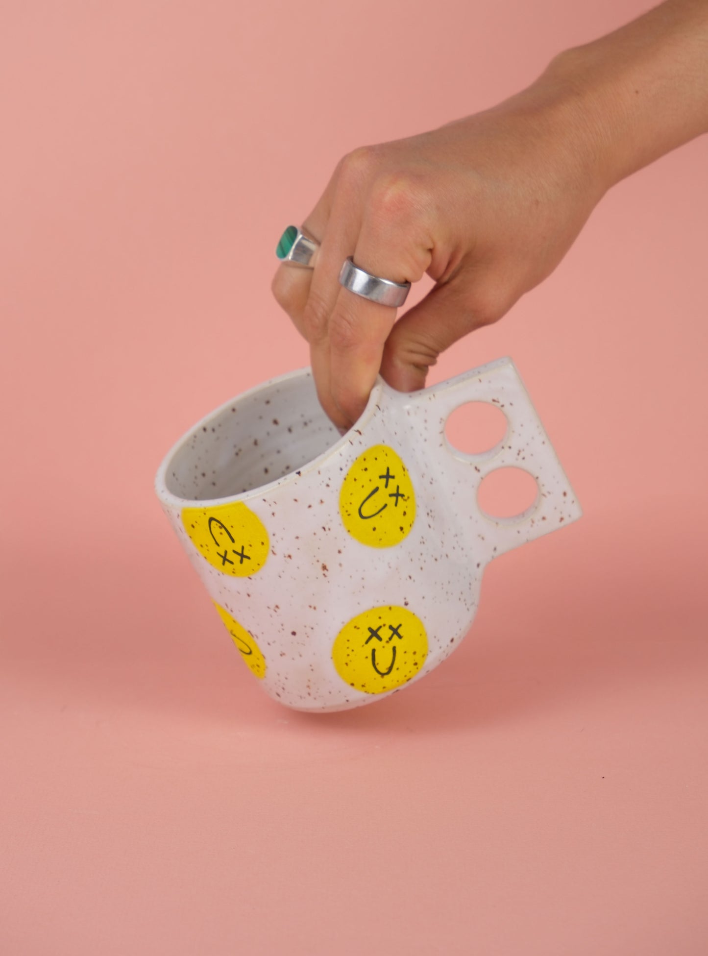 White Glazed Smiley Mug