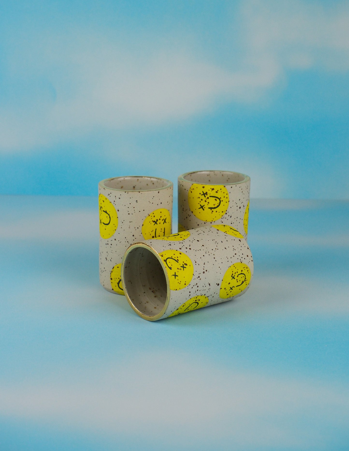 Smiley Stoneware Shot Cups