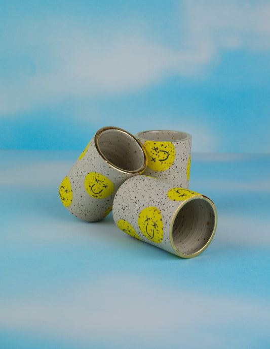 Smiley Stoneware Shot Cups